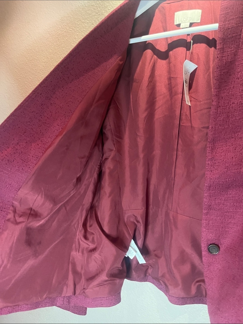 New Ann Taylor LOFT Women’s Textured Single Button Blazer Burgundy Wine Size 14 - Picture 6 of 10
